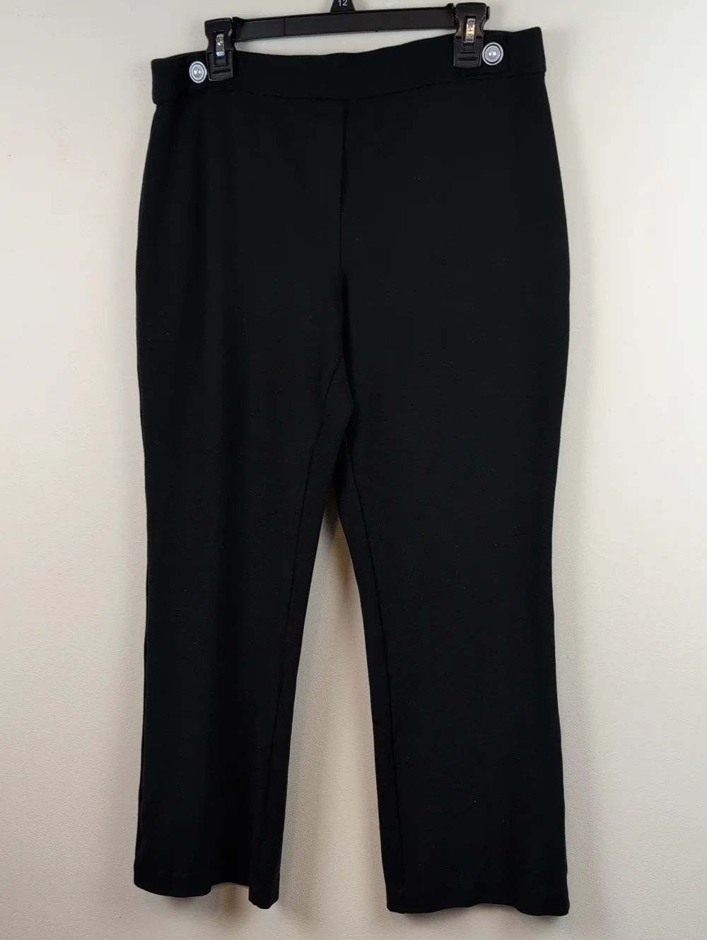 Jules and Leopold Classic Black Ponte Knit Straight-Leg Trousers Size L